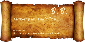 Bamberger Beáta névjegykártya